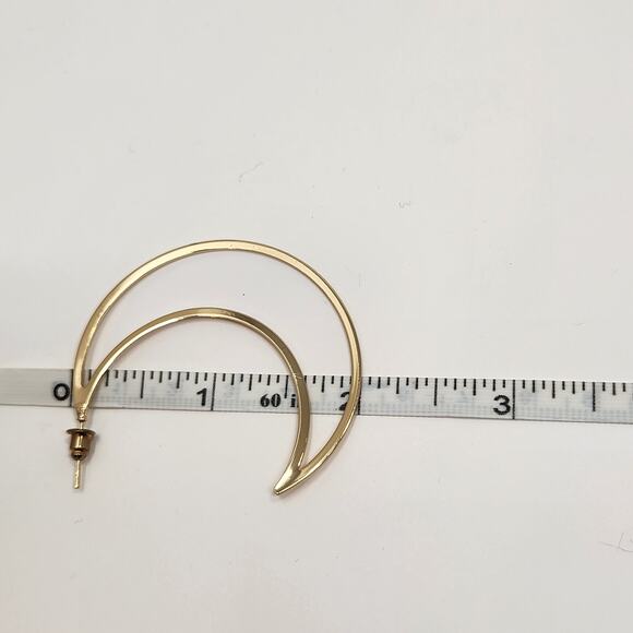 Crescent Moon Gold Tone Metal Post Oversized Earrings Fashion Celestial Jewelry - Picture 5 of 5
